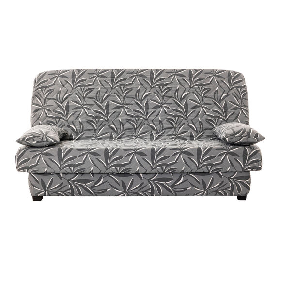 Housse clic-clac matelassée imprimé feuillage (gris)