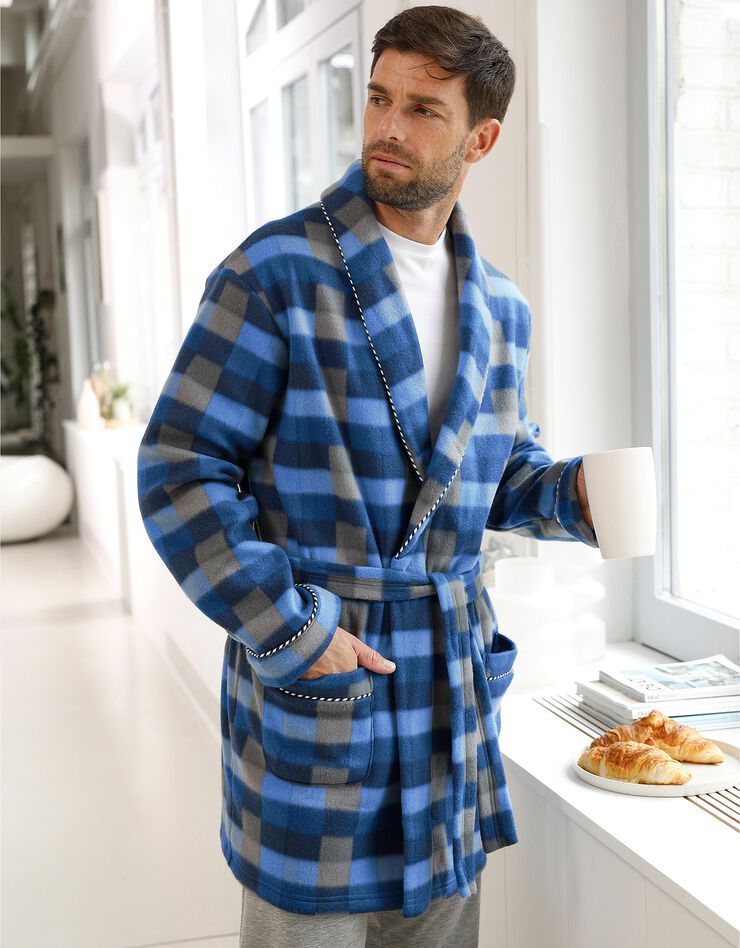 Veste d'intérieur maille polaire (carreaux bleu) Veste d'intérieur maille polaire (carreaux bleu)