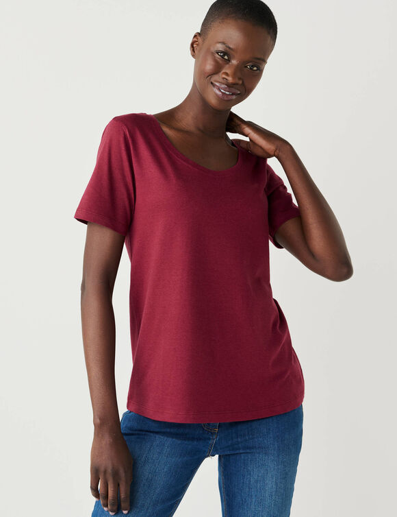 T-shirt col rond manches courtes (bordeaux)