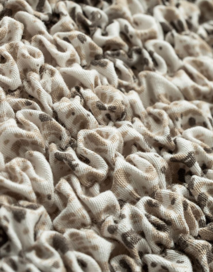 Housse bi-extensible microfibre gaufrée léopard spéciale chaise  (beige)