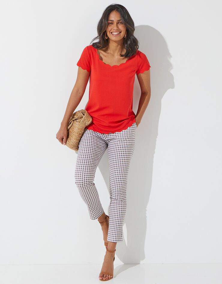 Pantalon à carreaux 7/8ème fuselé (chocolat / blanc) Pantalon à carreaux 7/8ème fuselé (chocolat / blanc)