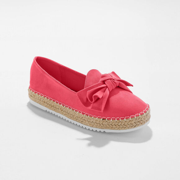 Mocassins espadrilles noeud à semelle corde crantée  (corail)