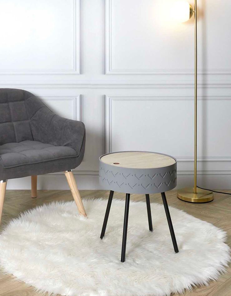 Table d’appoint-coffre déco - pieds métal (gris)