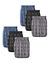 Slip ferm&eacute; taille haute motifs g&eacute;om&eacute;triques - lot de 6 (noir + gris + bleu)