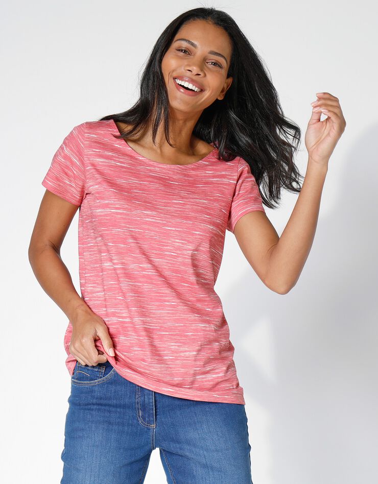 Tee-shirt col rond imprimé chiné (pêche chiné) Tee-shirt col rond imprimé chiné (pêche chiné)