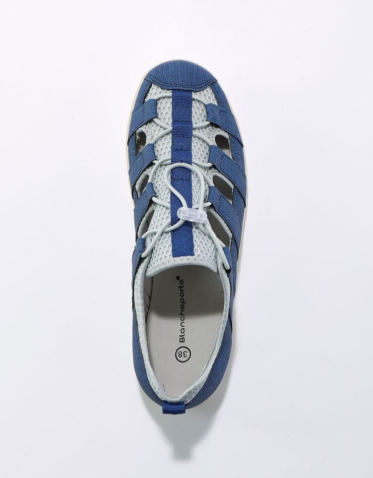 Sneakers ajourées à lacets élastiqués (bleu)