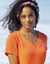 Robe col V longue unie, crépon (orange)