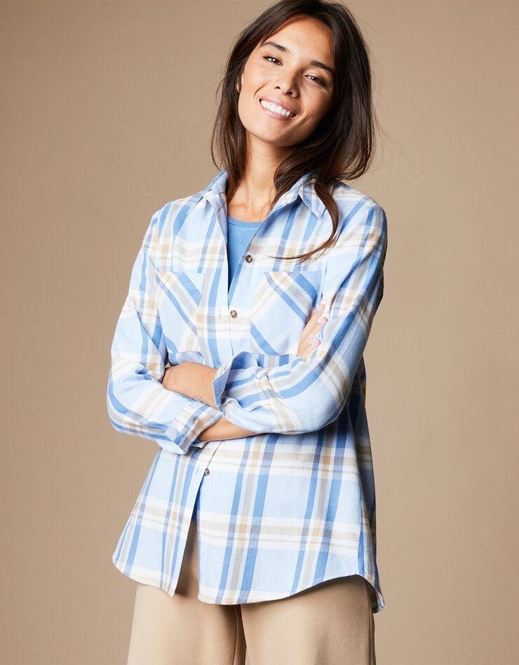 Chemise liquette flanelle à carreaux (bleu / caramel) Chemise liquette flanelle à carreaux (bleu / caramel)