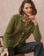Cardigan uni maille fantaisie (vert olive)