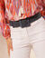 Ceinture élastiquée, boucle carrée (bleu)