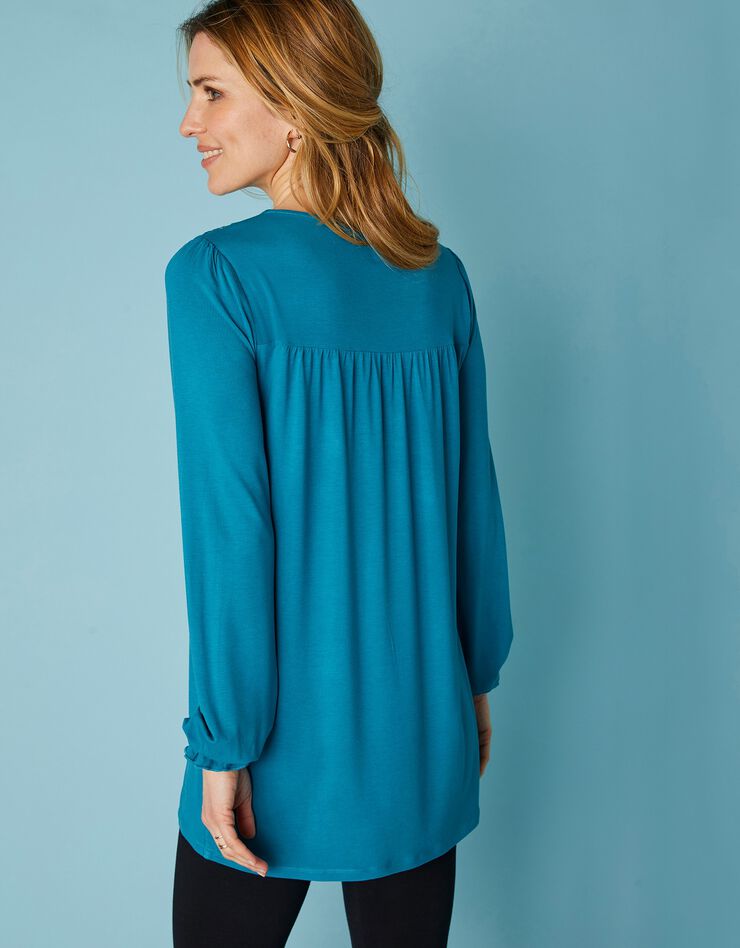 Tunique col V dentelle jersey (bleu prusse) Tunique col V dentelle jersey (bleu prusse)