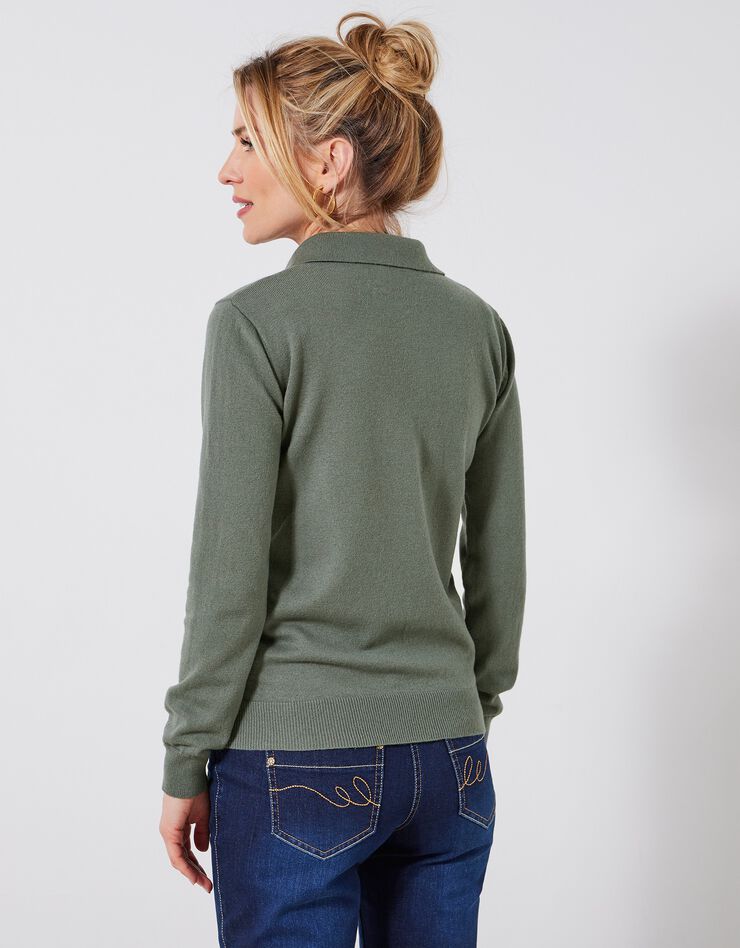 Pull col polo, laine d'agneau (kaki) Pull col polo, laine d'agneau (kaki)