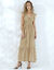 Robe longue cache-coeur sans manches voile imprimé (beige / noir)