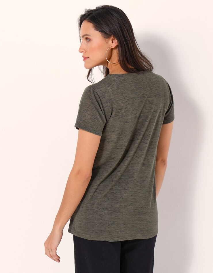 Tee-shirt macramé, effet lin (kaki) Tee-shirt macramé, effet lin (kaki)