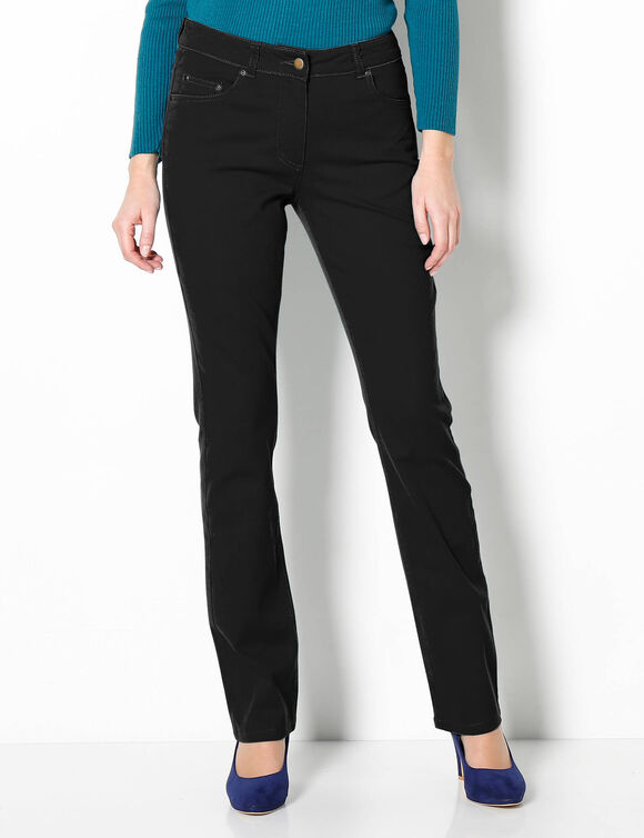 Pantalon droit stretch uni (noir)