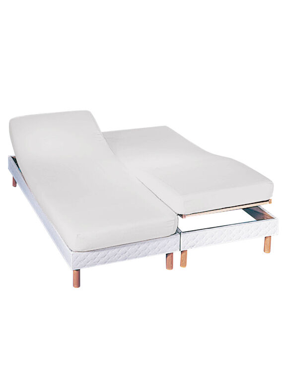 Drap-housse uni sommier articulé jersey bonnets 27 cm (blanc)