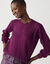 Pull col rond, maille fantaisie toucher doux (prune)