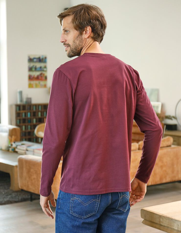 Tee-shirt col rond manches longues - lot de 3 (bordeaux + marine + bleu) Tee-shirt col rond manches longues - lot de 3 (bordeaux + marine + bleu)