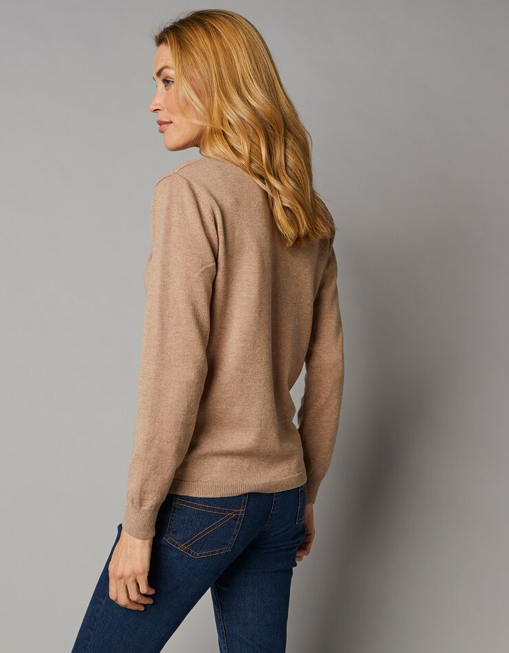 Cardigan boutonné, laine d'agneau (beige chiné) Cardigan boutonné, laine d'agneau (beige chiné)