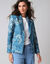 Veste blazer imprim&eacute;e manches longues (bleu)