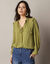 Blouse unie détails volantés, crépon (vert)