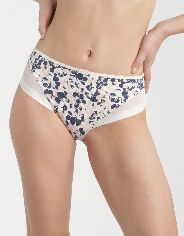 Culotte Generous microfibre et tulle imprimé fleuri (ivoire)