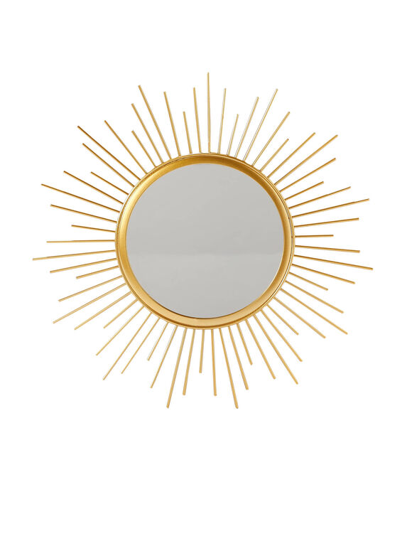 Miroir forme soleil en métal doré (doré)