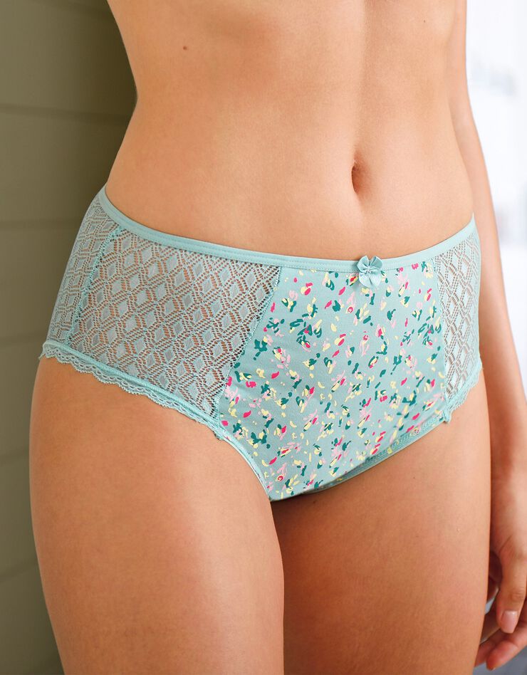 Culotte maxi coton imprimé minimaliste Coria – lot de 2 (vert d'eau)