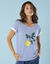 T-shirt manches courtes rayé imprimé placé,  Spécial Petites (blanc / bleu)