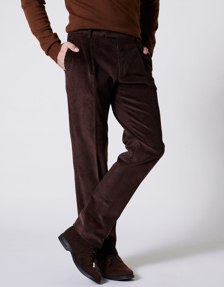 Pantalon velours taille élastiquée sans pince (châtaigne) Pantalon velours taille élastiquée sans pince (châtaigne)