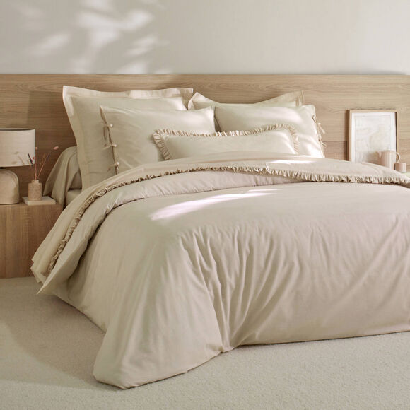 Linge de lit uni percale (sable)