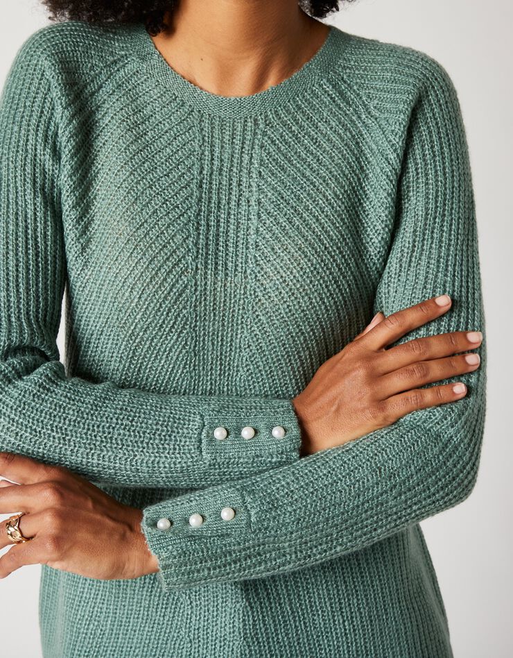 Pull évasé maille anglaise (kaki) Pull évasé maille anglaise (kaki)