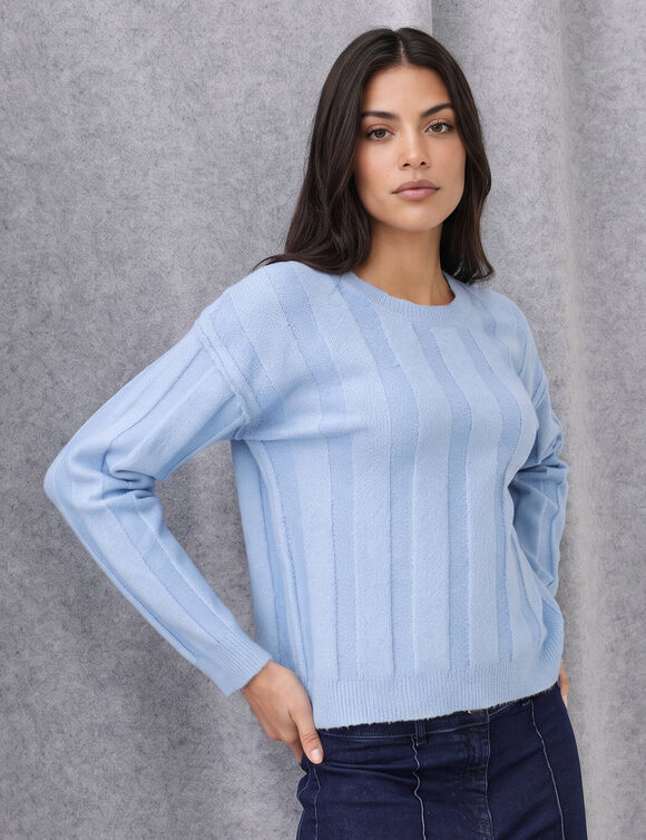 Pull col rond  (bleu clair)