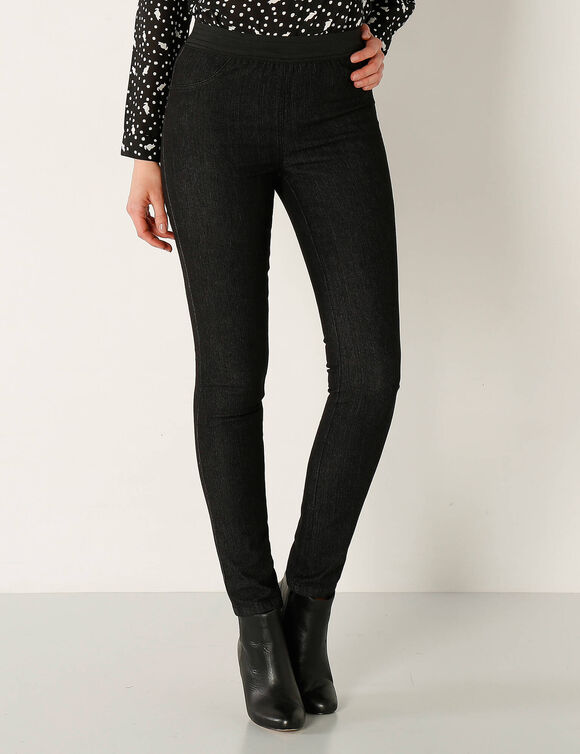 Jegging denim taille &eacute;lastiqu&eacute;e - petite stature (black)