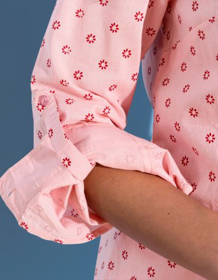 Chemise imprimée bicolore manches longues (rose poudré) Chemise imprimée bicolore manches longues (rose poudré)