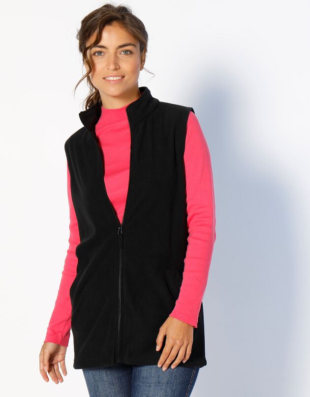 Veste polaire zippée sans manches (noir)