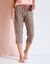 Pantacourt pyjama imprimé fleuri  "Bohème" (kaki / rose)