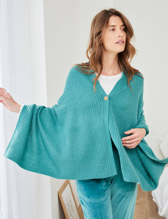 Poncho couvre-épaules en maille (céladon)