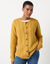 Cardigan boutonné, maille torsadée (curry)