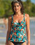 Haut de tankini imprimé Baracao avec armatures (noir / corail)