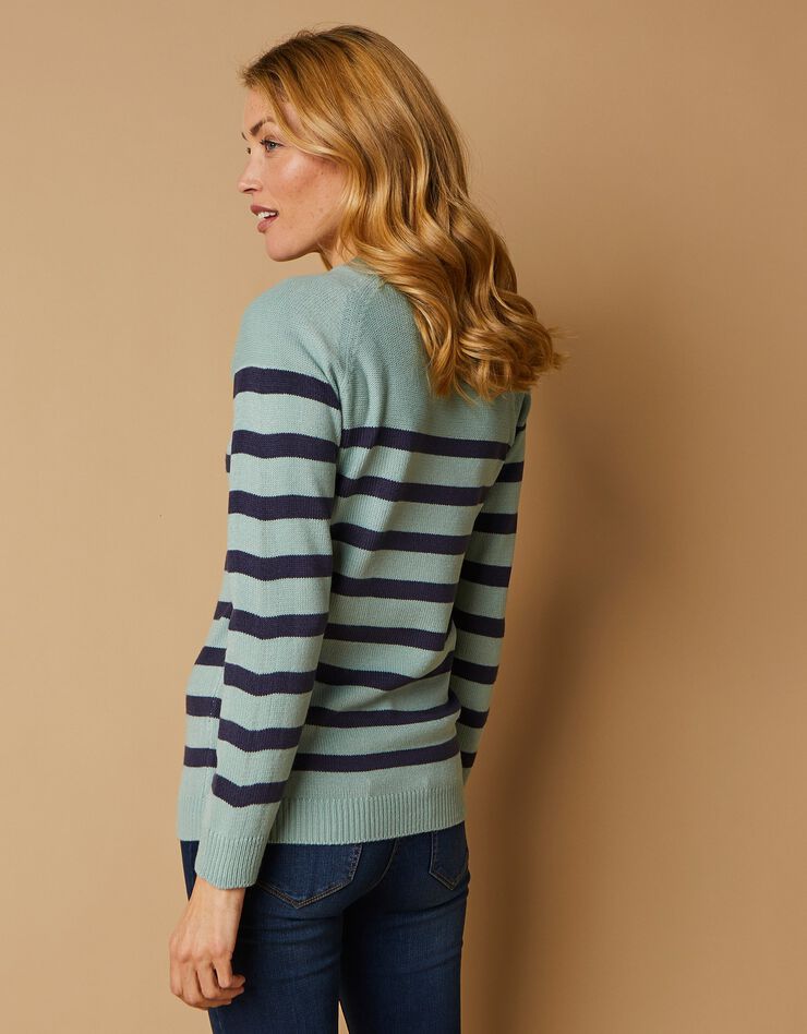 Pull marinière manches longues rayé (vert grisé / marine) Pull marinière manches longues rayé (vert grisé / marine)