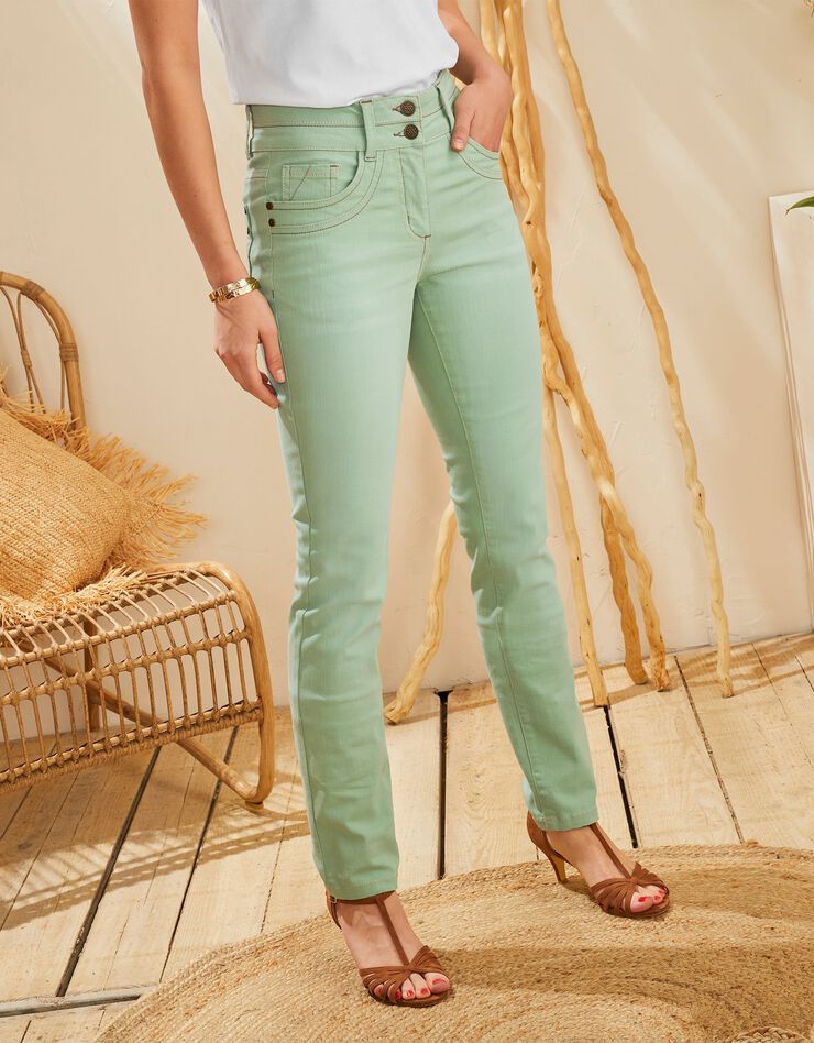 Jean coupe droite stretch couleur (vert clair) Jean coupe droite stretch couleur (vert clair)