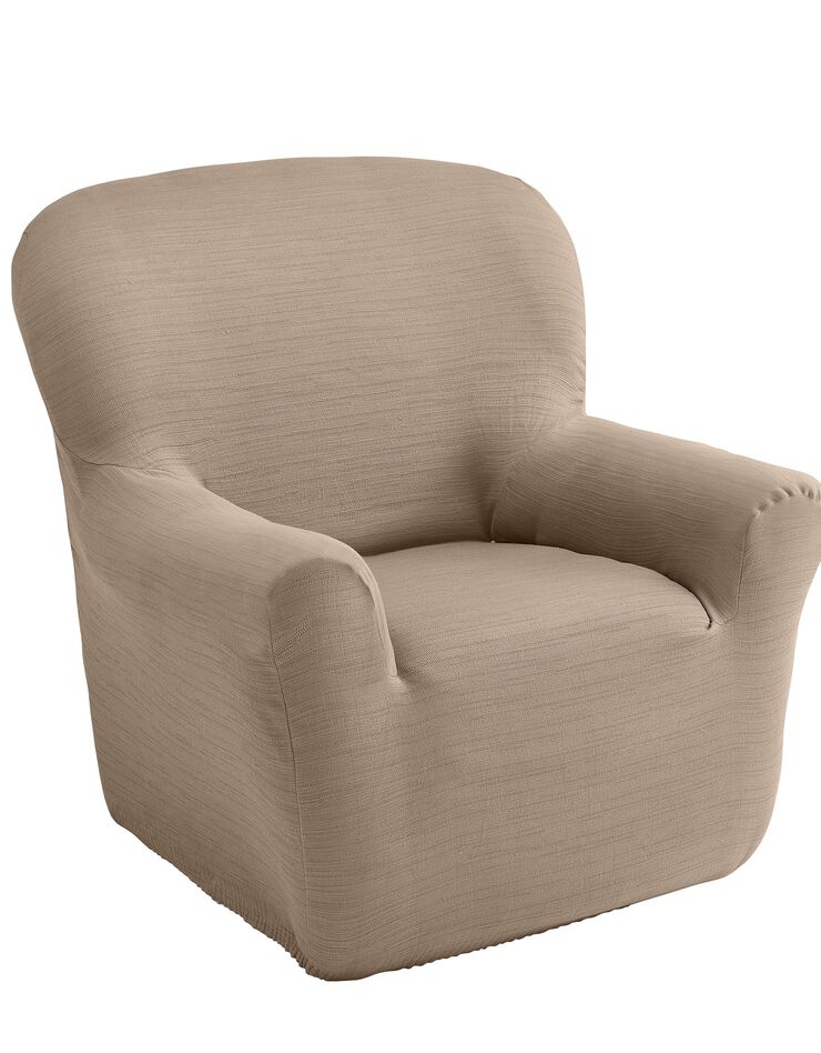 Housse extensible unie canapé fauteuil accoudoirs (taupe)