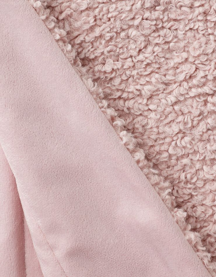 Plaid bouclette sherpa moutonnée - réversible polaire (vieux rose)