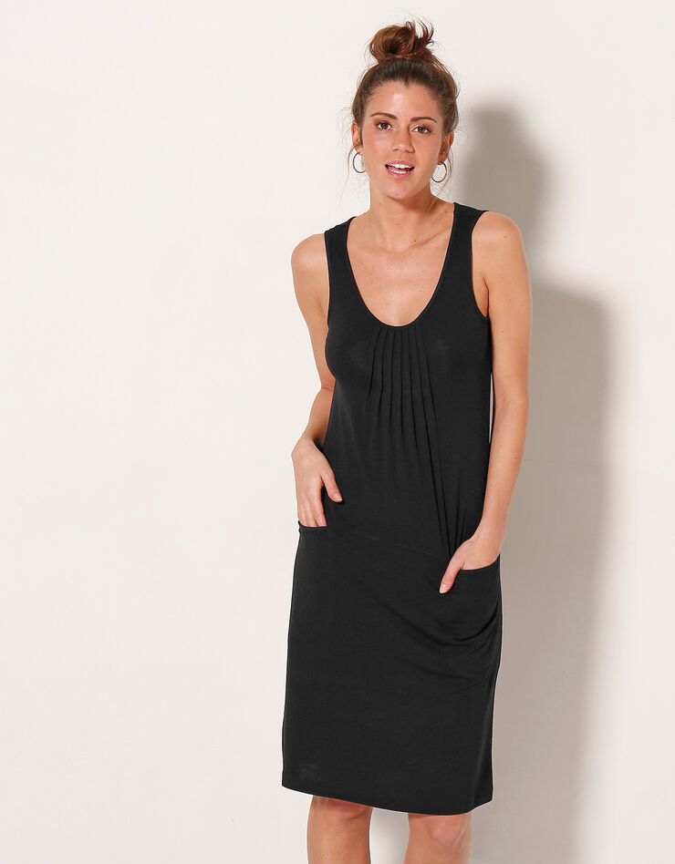 Robe "tee-shirt" sans manches unie (noir) Robe "tee-shirt" sans manches unie (noir)