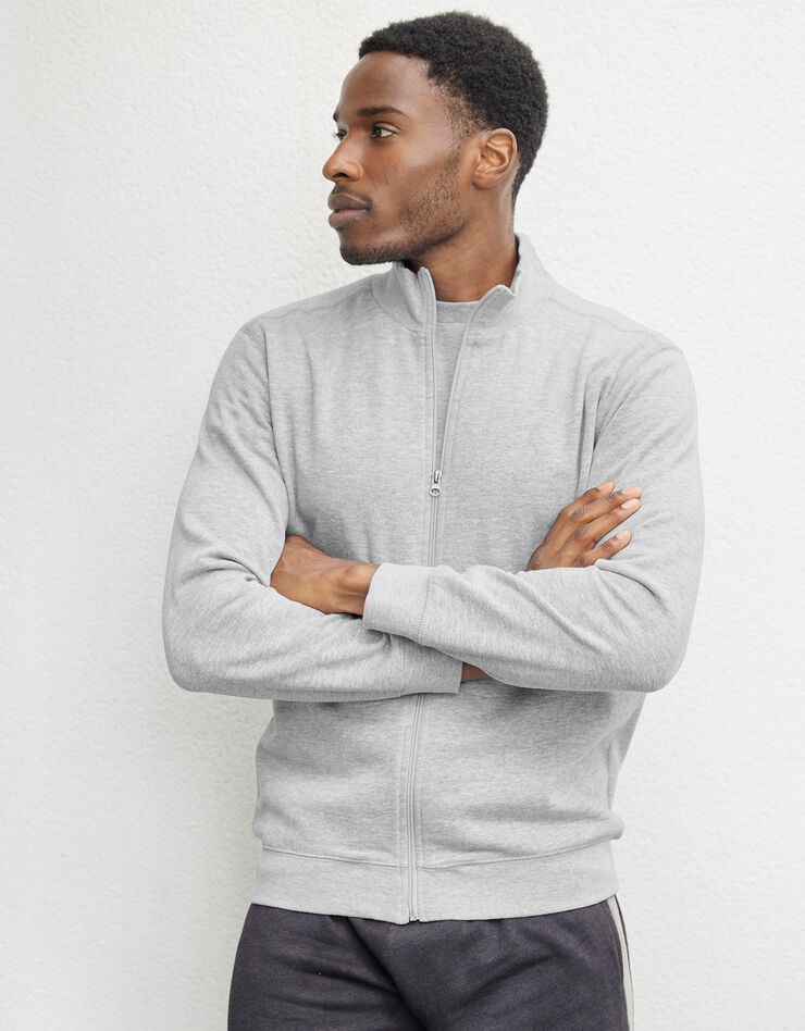 Sweat entièrement zippé uni (gris chiné)