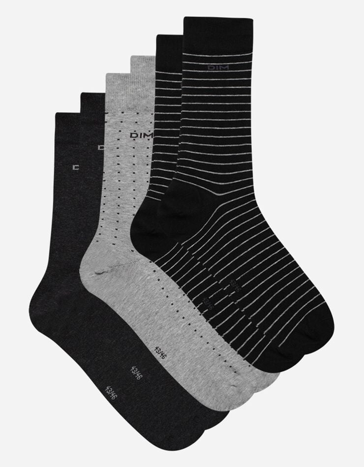 Mi-chaussettes "Coton Style" - lot de 3 paires (gris + anthracite + noir)