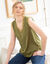 Caraco fluide col V dentelle, crêpe **polyester recyclé (vert olive)