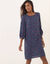 Robe droite manches 7/8ème imprimée (noir / bleu encre)