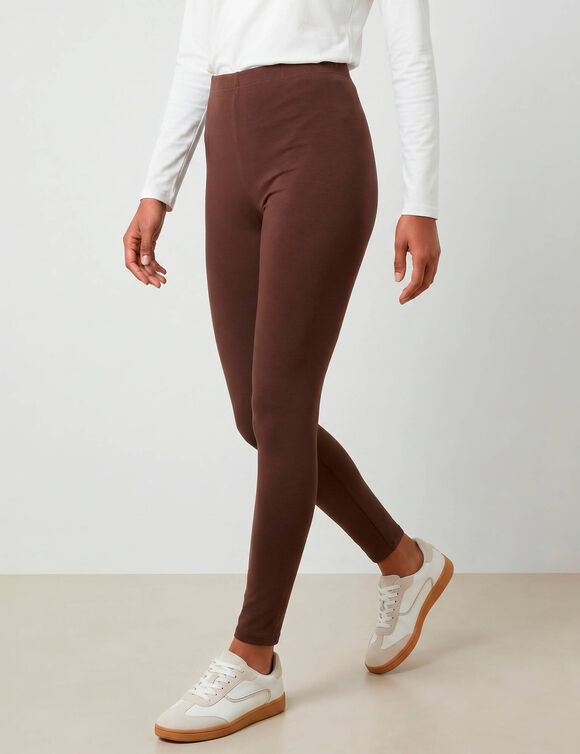 Legging taille haute sp&eacute;cial froid, molleton gratt&eacute; (chocolat)